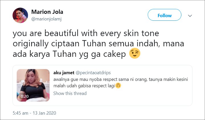 Cuitan Marion Jola Tanggapi Pernyataan Lucinta Luna