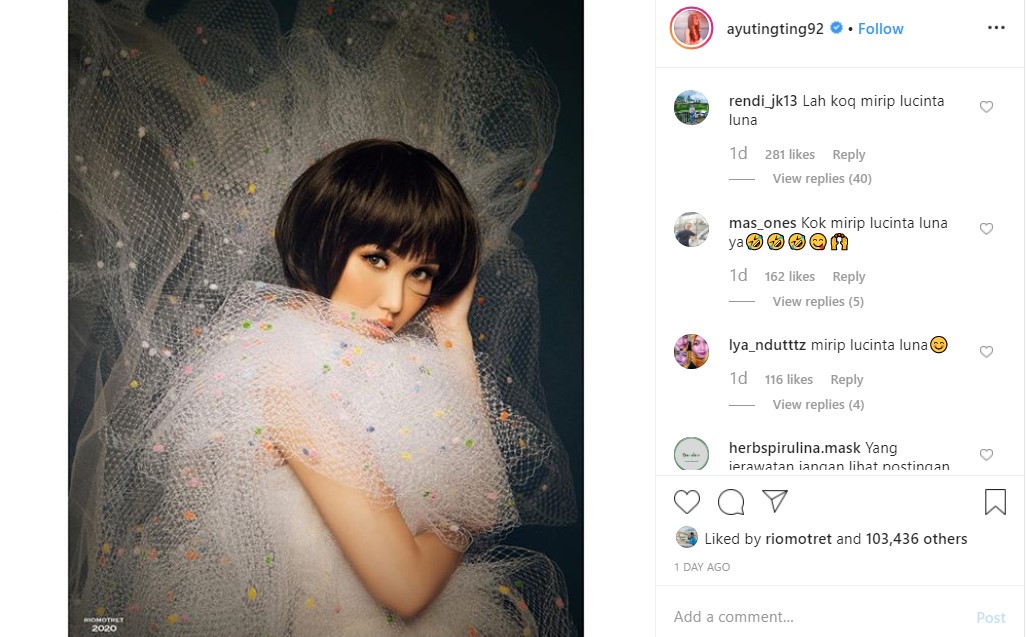 Ayu Ting Ting Disebut Mirip Lucinta Luna Saat Tampil Mengenakan Wig