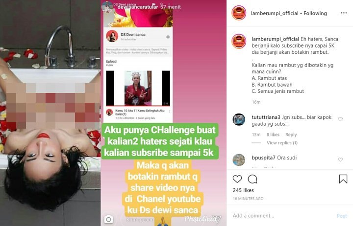 Dewi Sanca Janji Bakal Botakin Rambut Jika Jumlah Subscriber Melejit