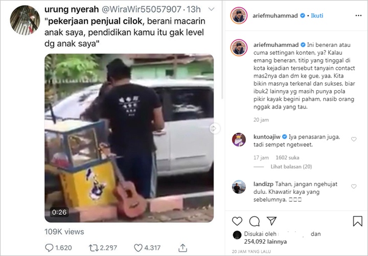 Arief Muhammad \'Poconggg\' Komentari Video Viral Ibu-Ibu Hina Penjual Cilok Yang Pacari Putrinya