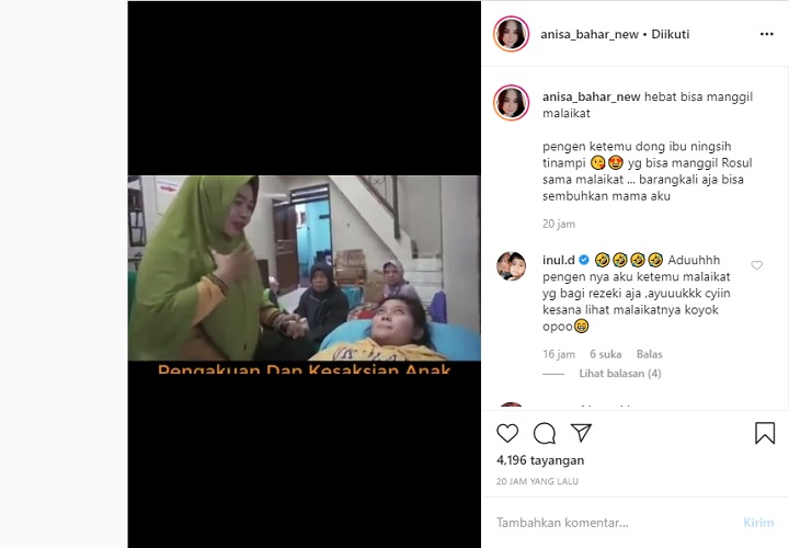 Komentar Inul Daratista di Postingan Annisa Bahar