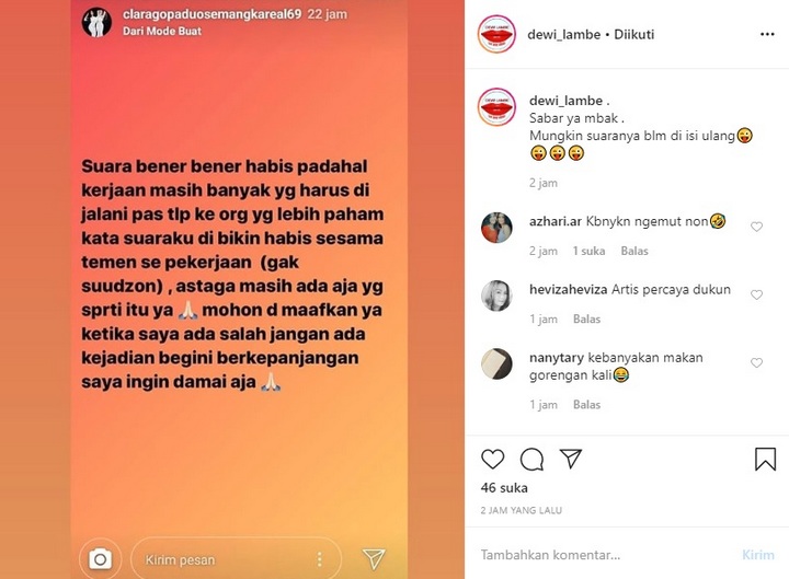 Clara Gopa Duo Semangka Mendadak Minta Maaf, Isyaratkan Dikirimi Santet Rekan Sesama Penyanyi Dangdut?