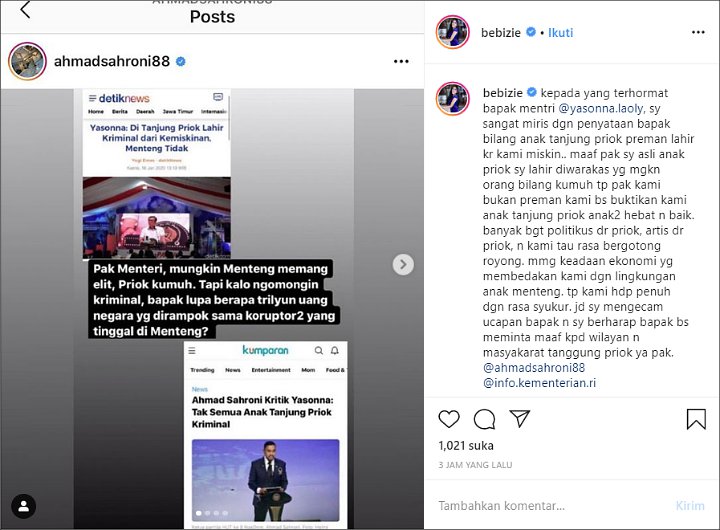 Bebizie Emosi Dengan Pernyataan Yasonna