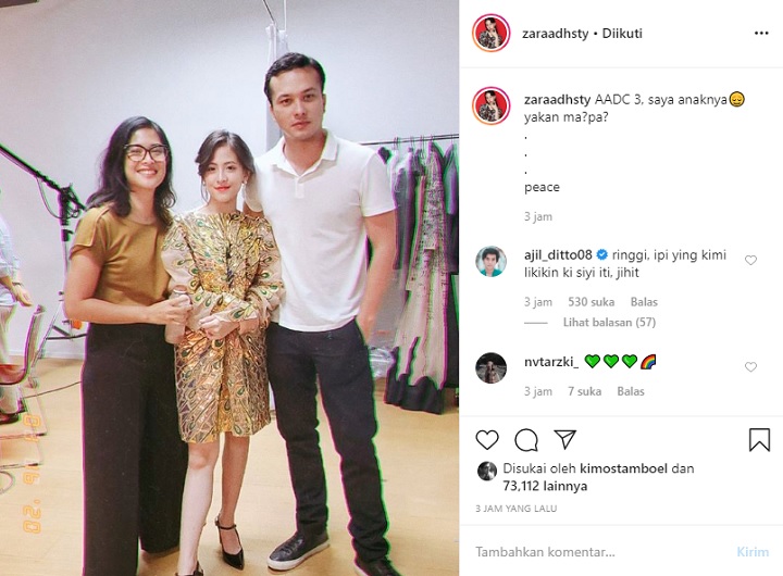 Postingan Adhizty Zara Bareng Dian Sastro dan Nicholas Saputra