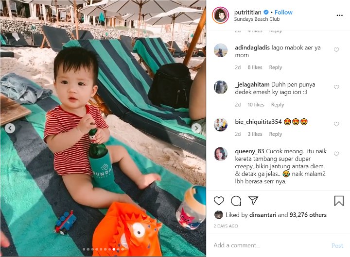 Cerita Putri Titian Deg-Degan Saat Sang Anak Asik Mainan Botol Bir
