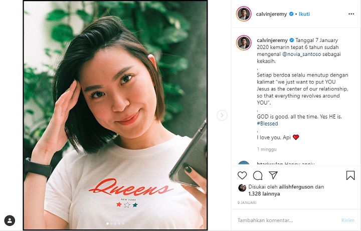 Calvin Jeremy dan Kekasih Rayakan 6 Tahun Masa Pacaran