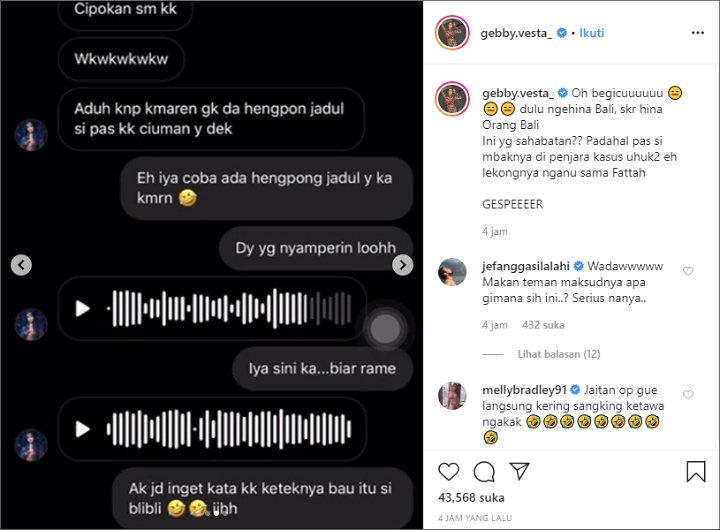 Postingan Gebby Vesta