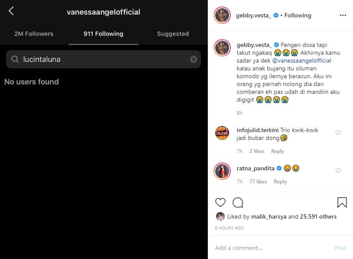 Postingan Gebby Vesta
