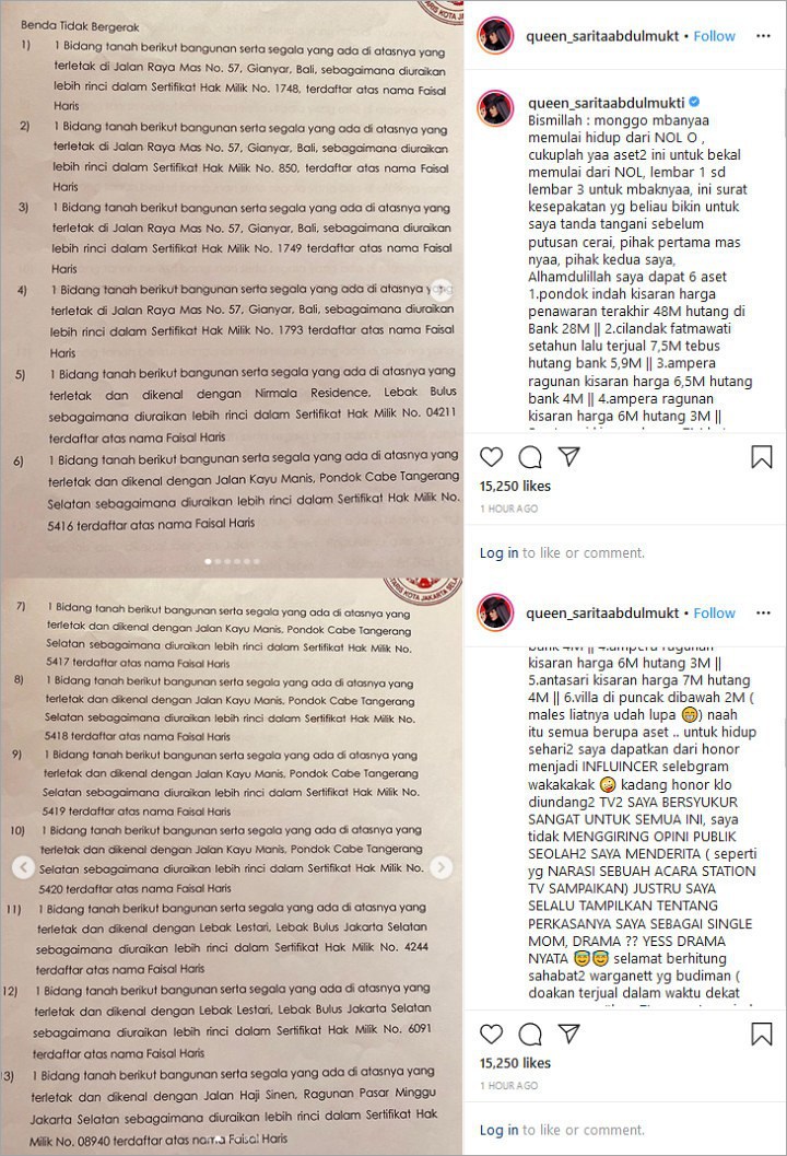 Postingan Sarita Abdul Mukti