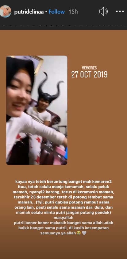 Putri Delina Kenang Kado Terindah Dari Almarhumah Lina Hinga Momen Potong Rambut Bersama