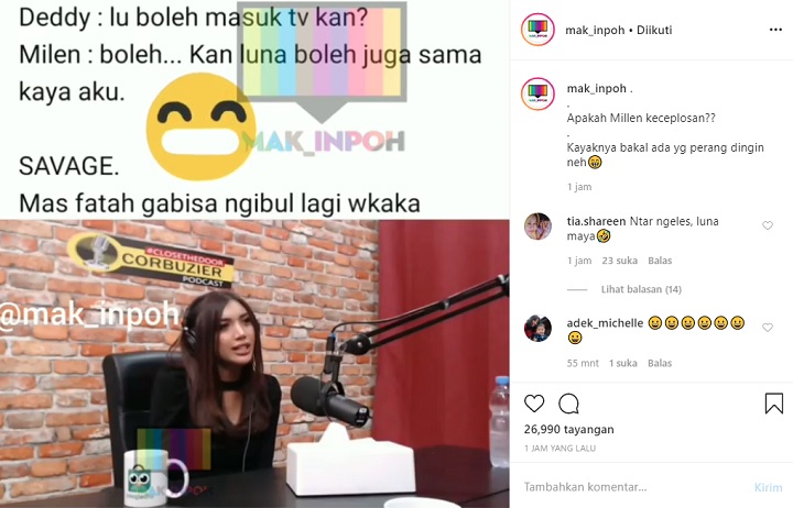 Millendaru Keceplosan Sebut Lucinta Luna Sama Dengannya