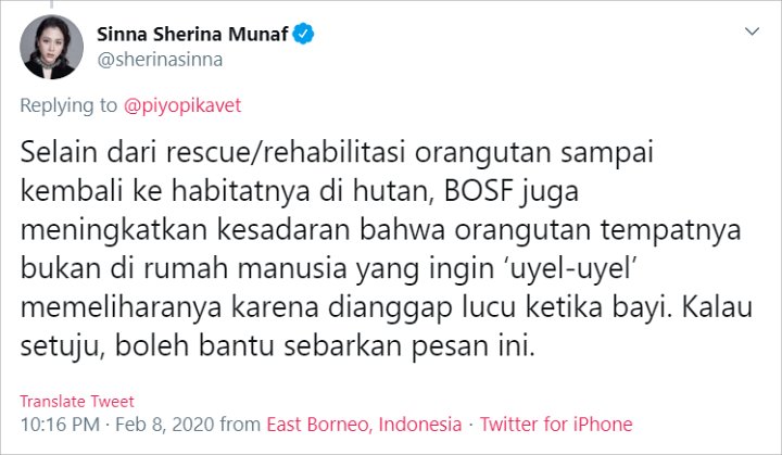 Balasan Menohok Sherina Saat Kunjungi Orang Utan Disindir Cuma Buat Uyel-uyel