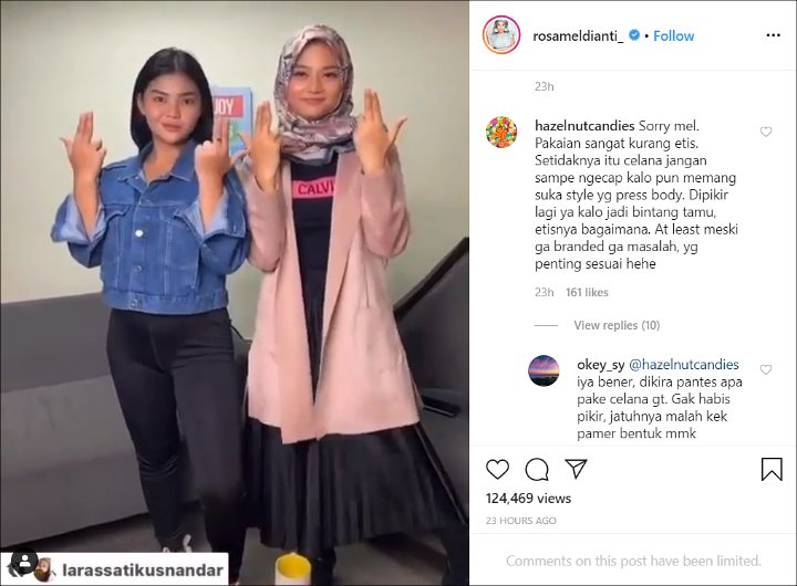 Rosa Meldianti Tuai Cibiran Gara-Gara Kenakan Celana Terlalu Ketat