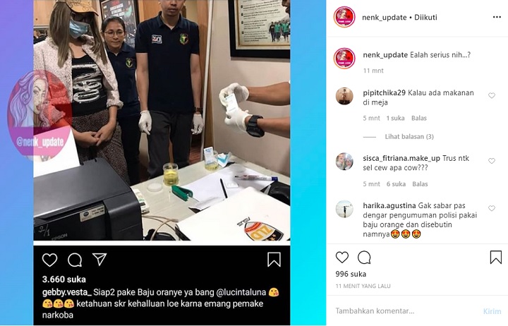 Gebby Vesta Bocorkan Lucinta Luna Telah Ditangkap atas Kepemilikan Narkoba