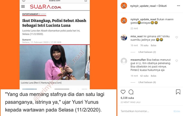 Ditangkap Bareng, Polisi Sebut Abash \'Istri\' Lucinta Luna