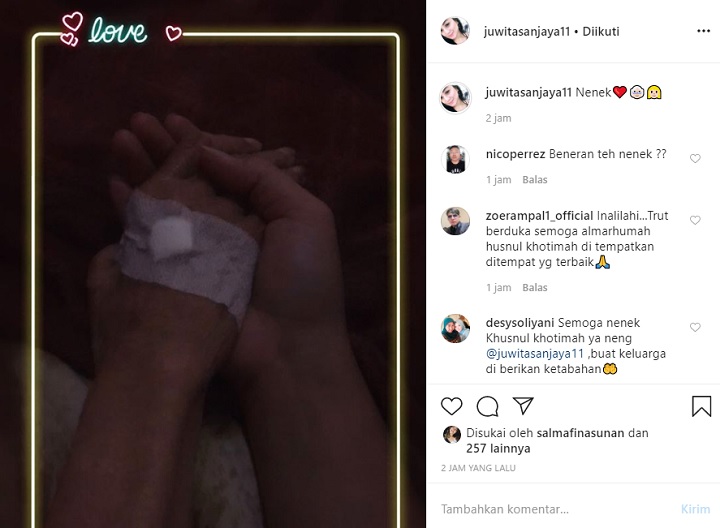 Postingan Juwita Sanjaya Usai Sang Nenek Meninggal Dunia