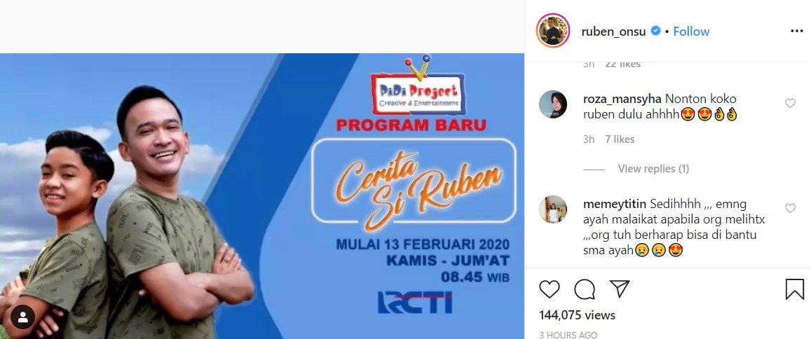 Betrand Peto dan Ruben Onsu Perdana Bawakan Program Acara ‘Cerita Si Ruben’