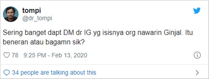 Tompi Dapat Tawaran Jual Ginjal