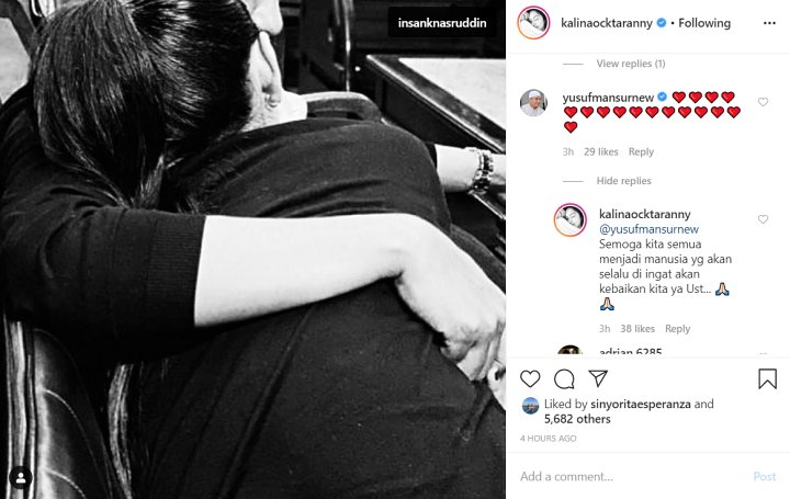 Kalina Oktarani Peluk Sang Kekasih, Ustaz Yusuf Mansur Beri Respon Begini