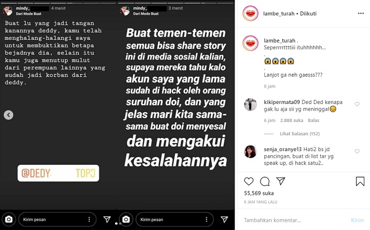 Akun Perempuan yang Minta Maaf pada Dedy Susanto Ternyata Dibajak