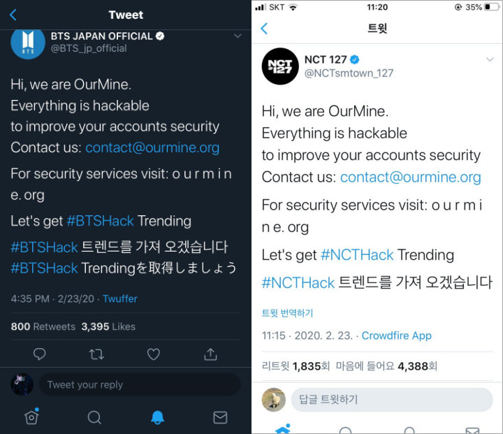 Akun Twitter Resmi NCT 127 dan BTS Jadi Korban Peretasan, Langsung Trending di Medsos