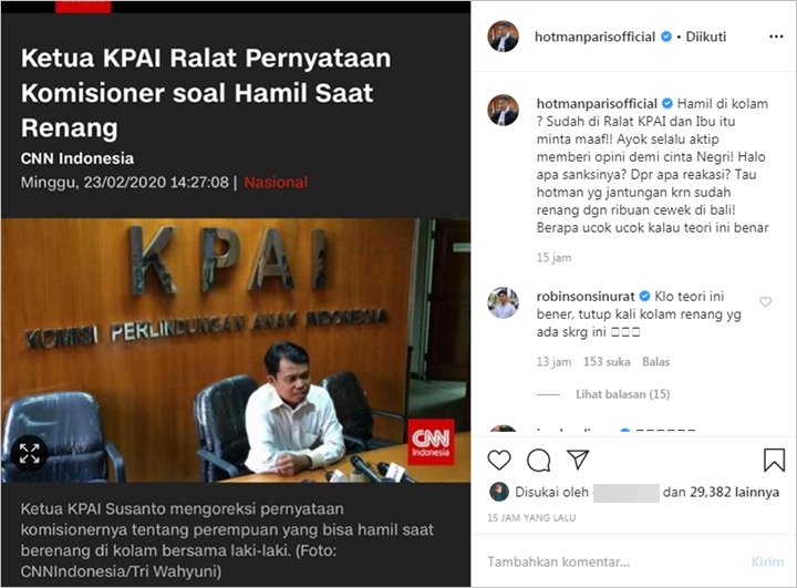 Hotman Paris Kritisi Ralat KPAI dan Sentil DPR Soal Wanita Bisa Hamil Jika Berenang Bareng Pria