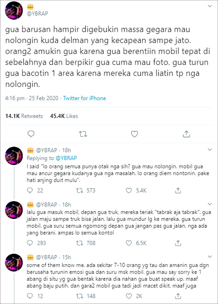 Reza Oktovian Nyaris Dikeroyok Massa Saat Berusaha Tolong Kuda Delman