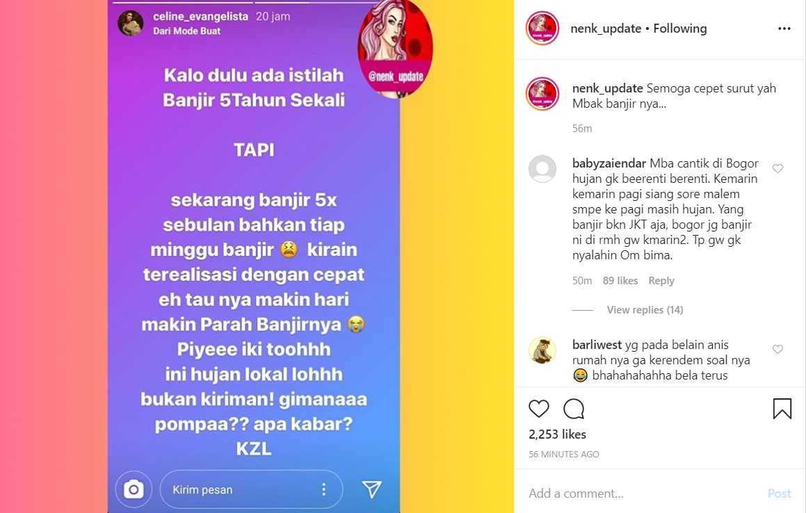 Celine Evangelista Kesal Dengan Banjir Yang Datang 5 Kali Dalam Sebulan