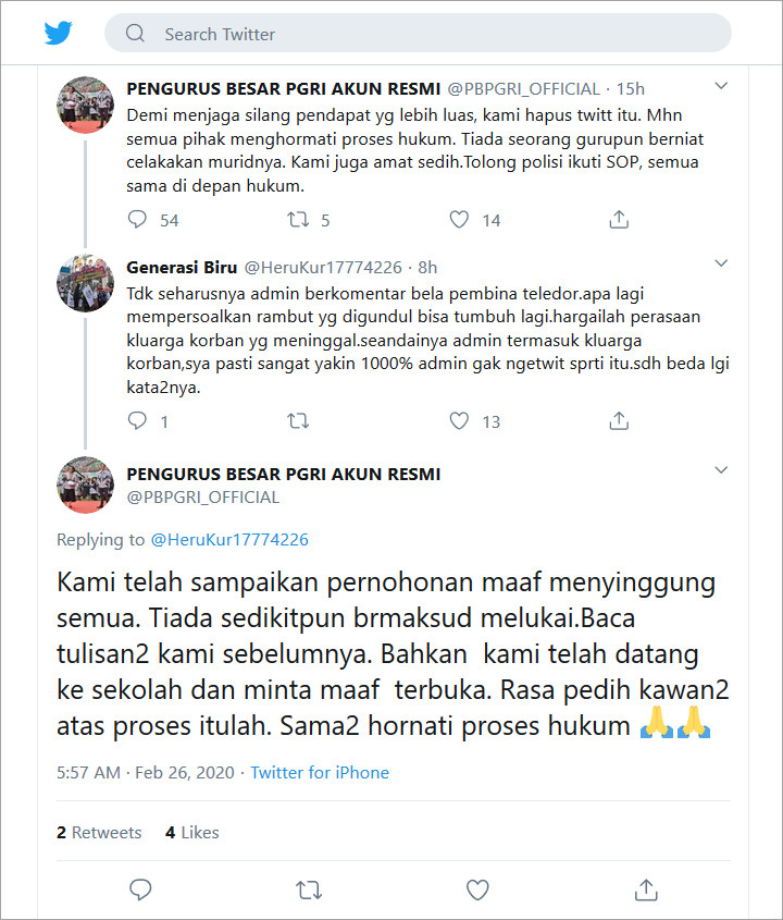 Akun Twitter Cuitkan \'Pembelaan\' Terhadap Pelaku Susur Sungai Sleman, Ini Penjelasan PGRI