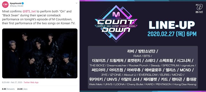 BTS Bakal Tampilkan \'ON\' Dan \'Black Swan\' Untuk Comeback Special Dalam \'M! Countdown\'