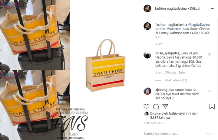 Nagita Slavina Kepergok Tenteng Tas Murah Seharga Rp 80 Ribu, Fans Menolak Percaya