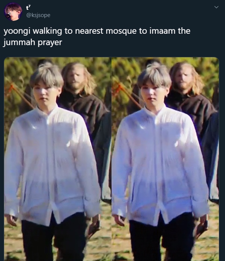 Dandanan Suga di MV BTS \'ON\' Dibilang Mirip Imam Jumatan, Fans: Ya Akhi!