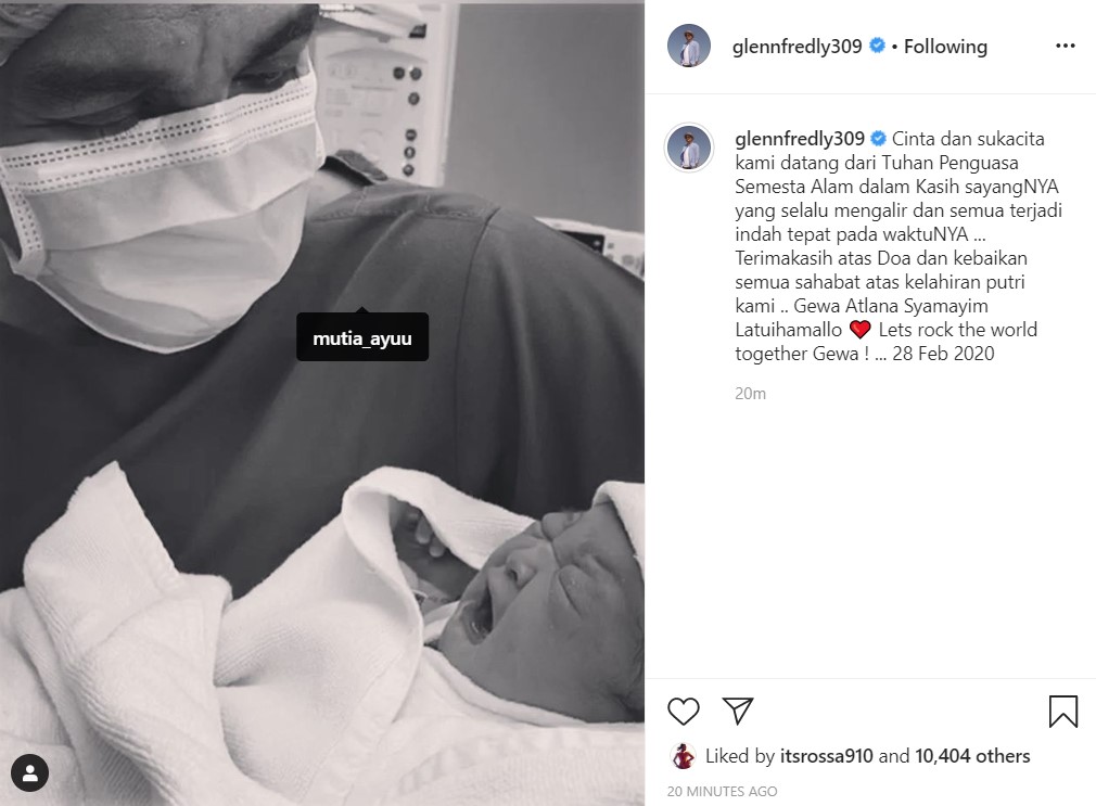 Mutia Ayu Melahirkan, Glenn Fredly Ungkap Nama Sang Anak