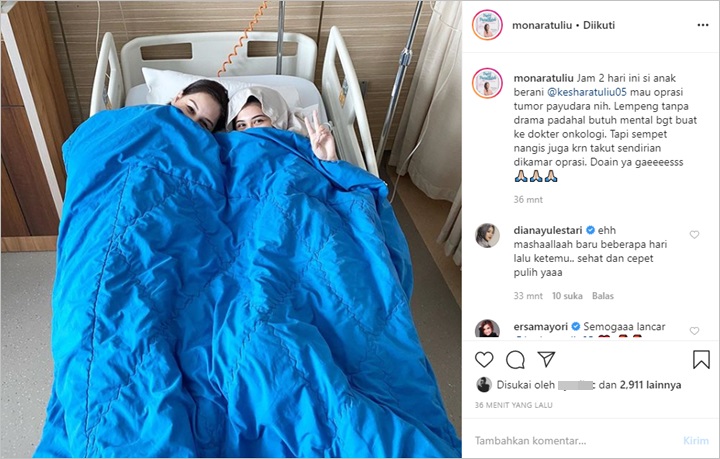 Mona Ratuliu Temani Kesha Ratuliu Saat Operasi Tumor Payudara