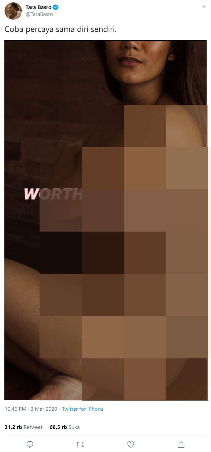 Hasil gambar untuk Unggah Foto Tanpa Busana, Tara Basro: Gue Cinta Tubuh Gue