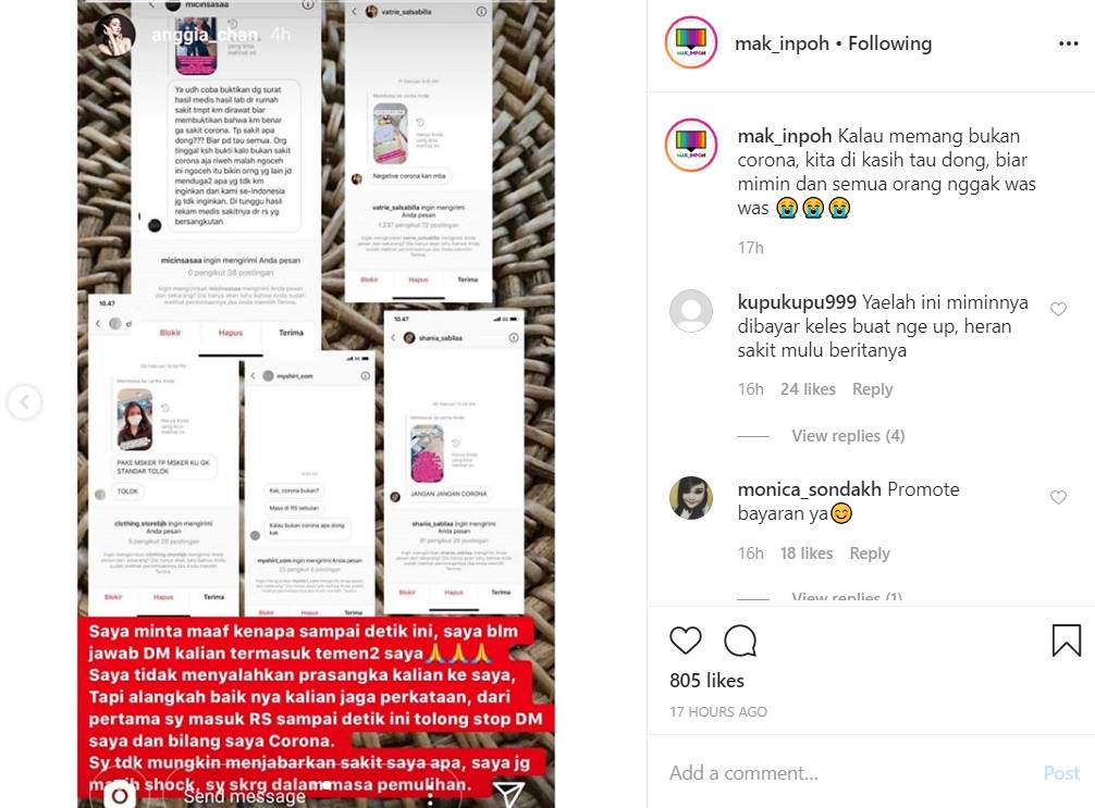 Belum Sembuh Sepulang Dari Jepang, Anggia Chan Dicurigai Kena Corona