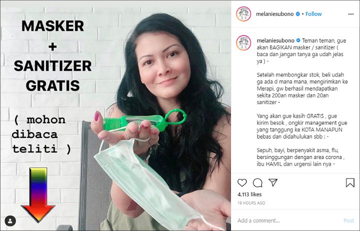 Melanie Subono Bagi-Bagi Masker