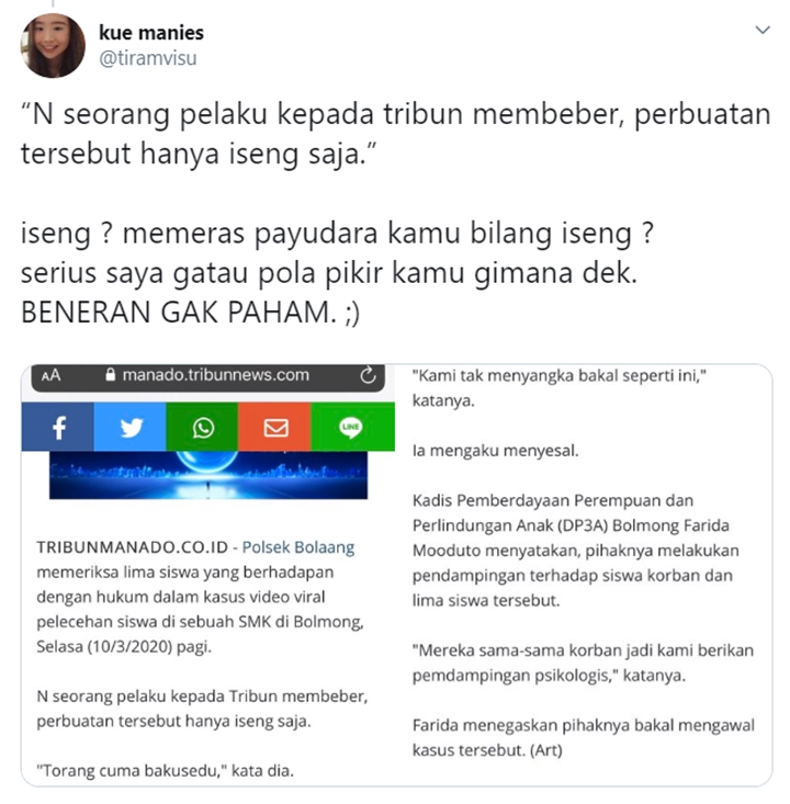 Viral Siswi di Sulut Dilecehkan Teman Sekelas, \'Pembelaan\' Dinas Terkait Jadi Sorotan-2
