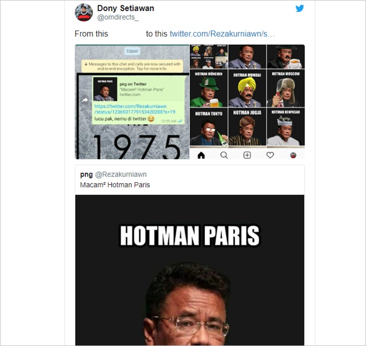 Hotman Paris Memenya berasal dari Twitter
