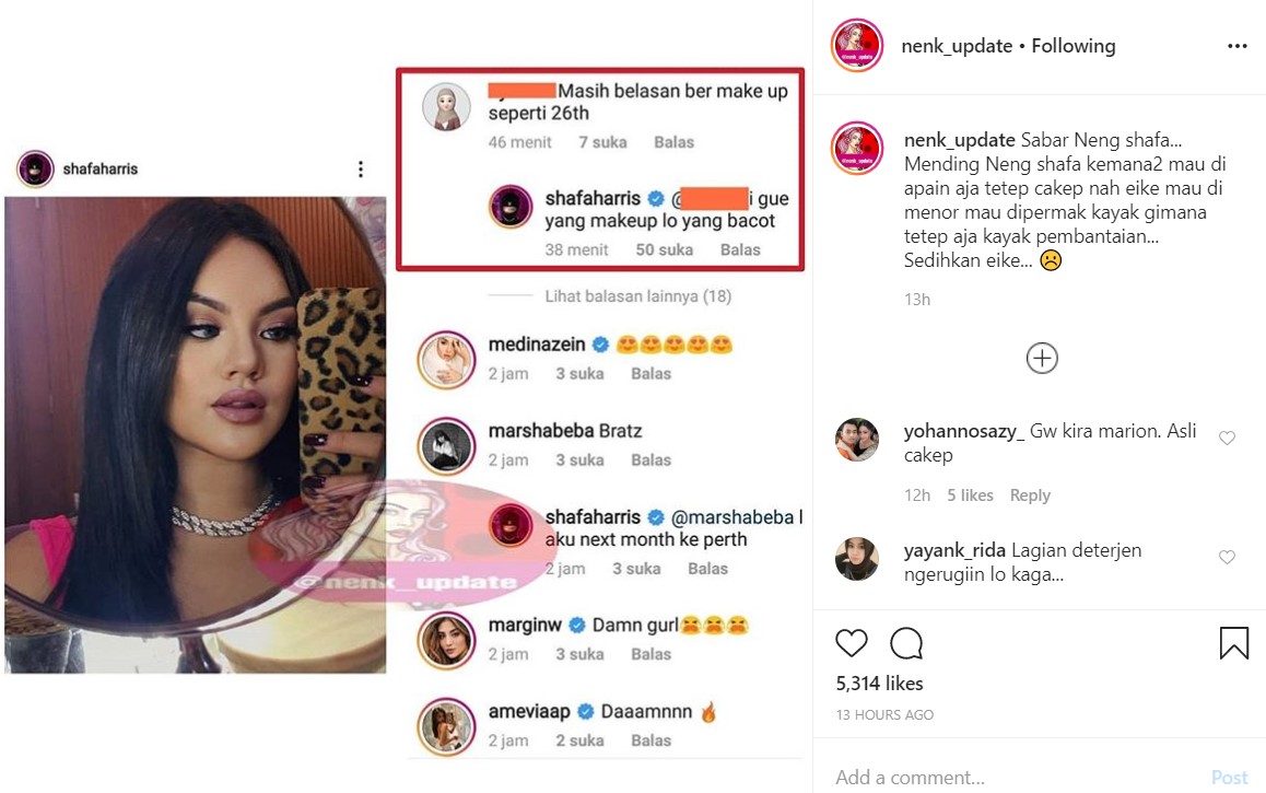 Shafa Harris Balas Ngegas Saat Riasannya Disebut Lebih Tua Dari Umurnya