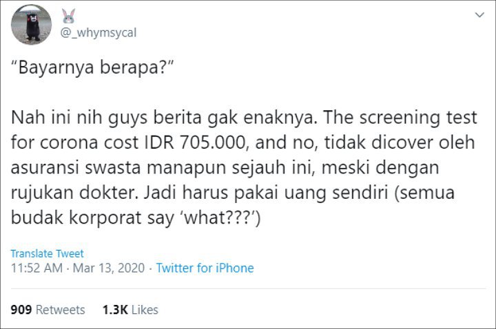Tes Corona Mandiri di RSUP Persahabatan Berbayar Rp 700 Ribu, Ini Faktanya
