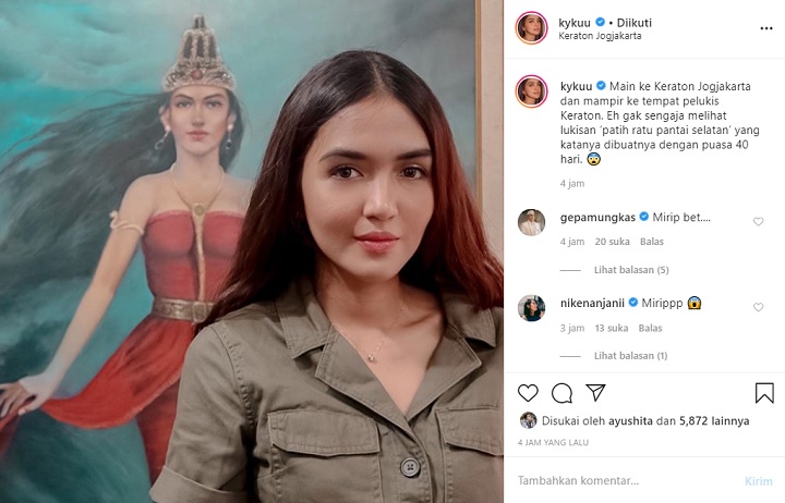 Istri Ge Pamungkas Bikin Takjub Saat Foto Bareng Lukisan Patih Ratu Pantai Selatan, Mirip Banget!