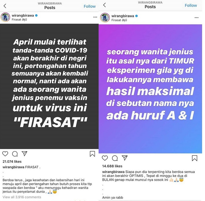 Wirang Birawa Kembali Ramalkan Akhir Corona, Sebut Bakal Ada Wanita Jenius Penemu Vaksin