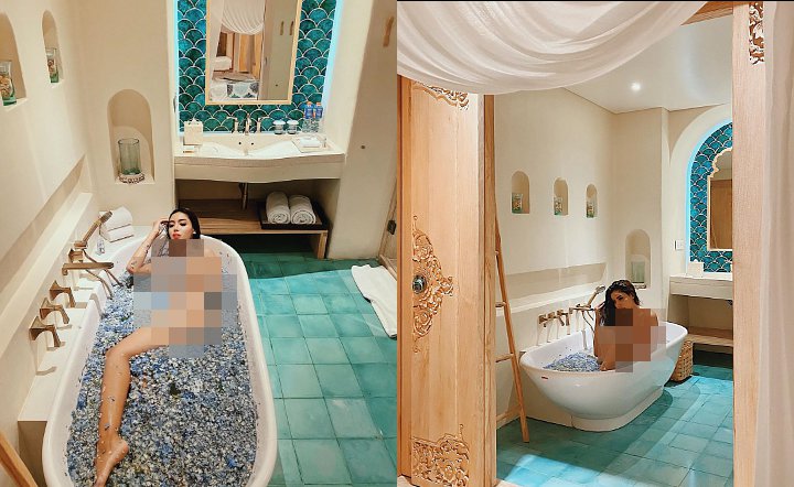 Millen Nekat Pose Telanjang Saat Mandi Bunga di Bathup, Netizen Menjerit