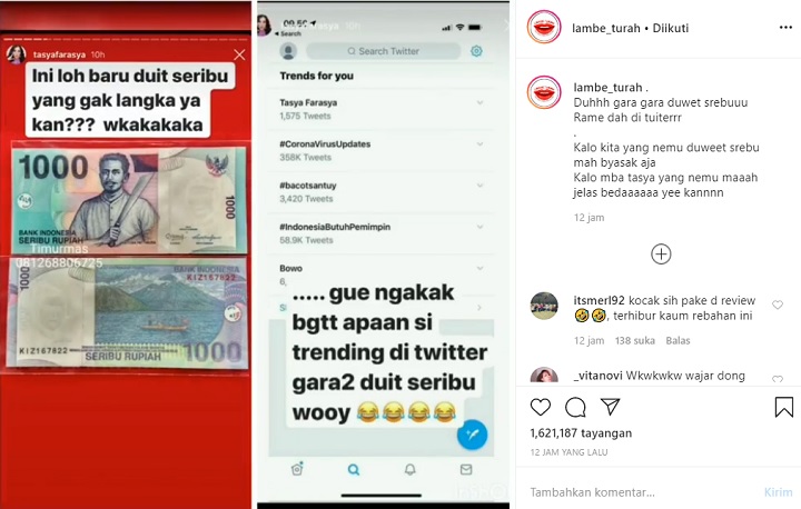 Reaksi Tasya Farasya Usai Jadi Viral Karena Uang Seribu