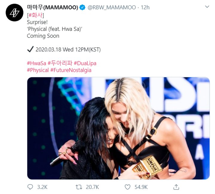 Hwasa Mamamoo Angkat Bicara Soal Rumor Kolaborasi Bareng Dua Lipa