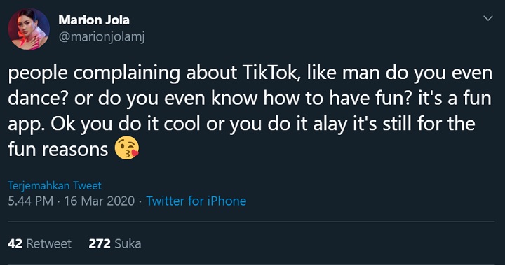 Keasyikan Main TikTok, Marion Jola \'Semprot\' Orang-orang yang Komplain