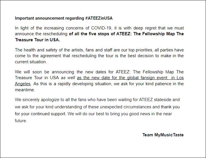 ATEEZ Umumkan Tunda Seluruh Jadwal Konser \'The Fellowship\' Di Amerika Karena Virus Corona