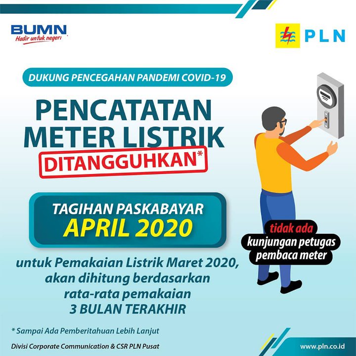 Imbas Corona, Tagihan Listrik April Bakal Dihitung Dari Rerata 3 Bulan Terakhir