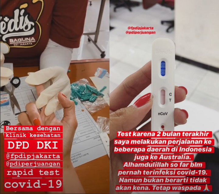 Sempat Keliling ke Daerah Terinfeksi Corona, Kirana Larasati Lakukan Rapid Test